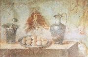 unknow artist Still life wall Painting from the House of Julia Felix Pompeii thrusches eggs and domestic utensils oil on canvas